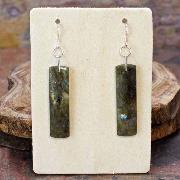 Labradorite and Sterling Silver Dangle Earrings - Picture 1 of 1